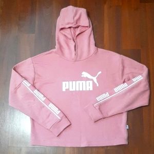 PUMA Hoody Soft Candy Pink with White Logo on Front & Arms Size M